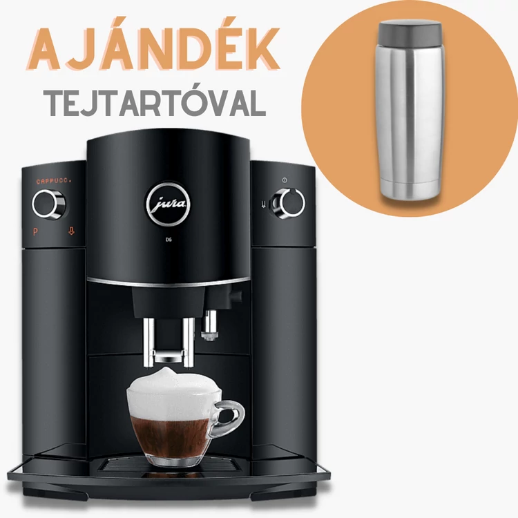 Jura D6 Pianoblack automata kávéfőző AJÁNDÉK FÉM TEJTARTÓVAL!