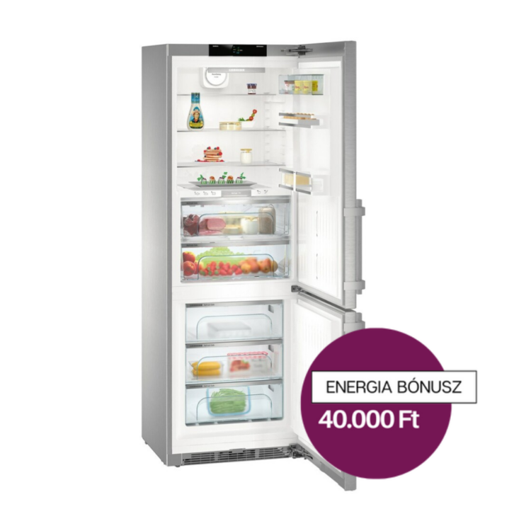 Liebherr CBNes 5775 Premium kombinált hűtőszekrény teli, nyitott