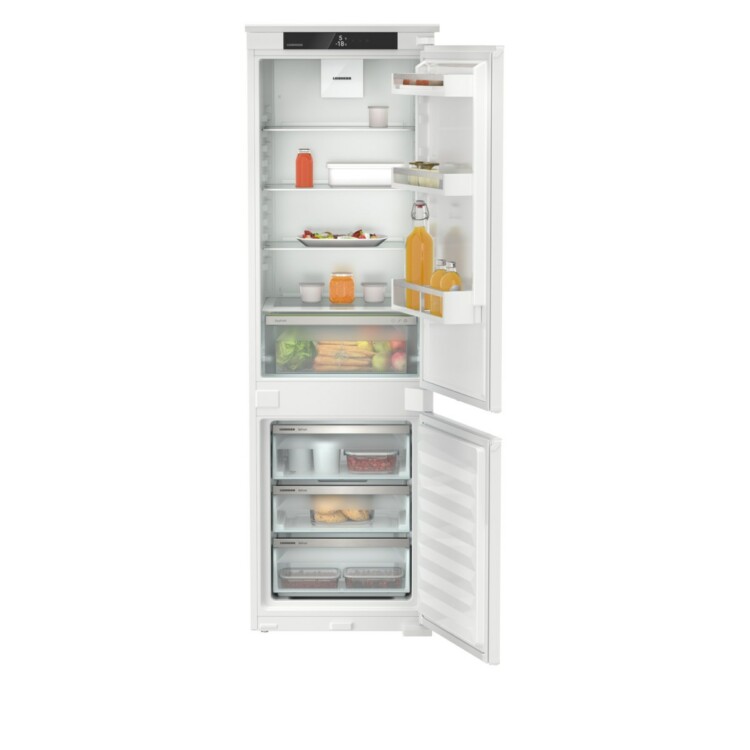 alul felül kinyított Liebherr ICNSf 5103 Premium beépíthető feher kombinált hűtőszekrény