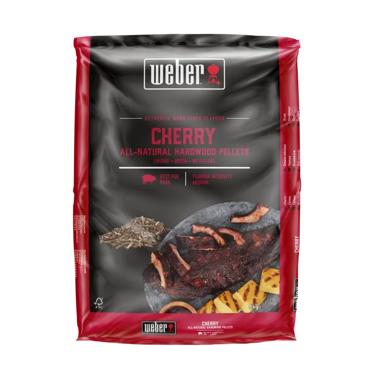 Weber természetes keményfa pellet, cseresznye, 8 kg zsák