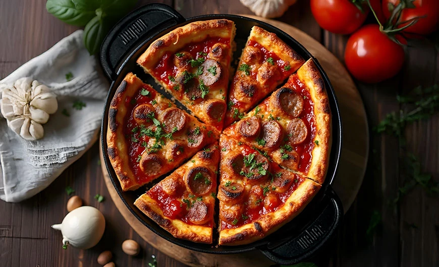 Chicagói deep dish pizza