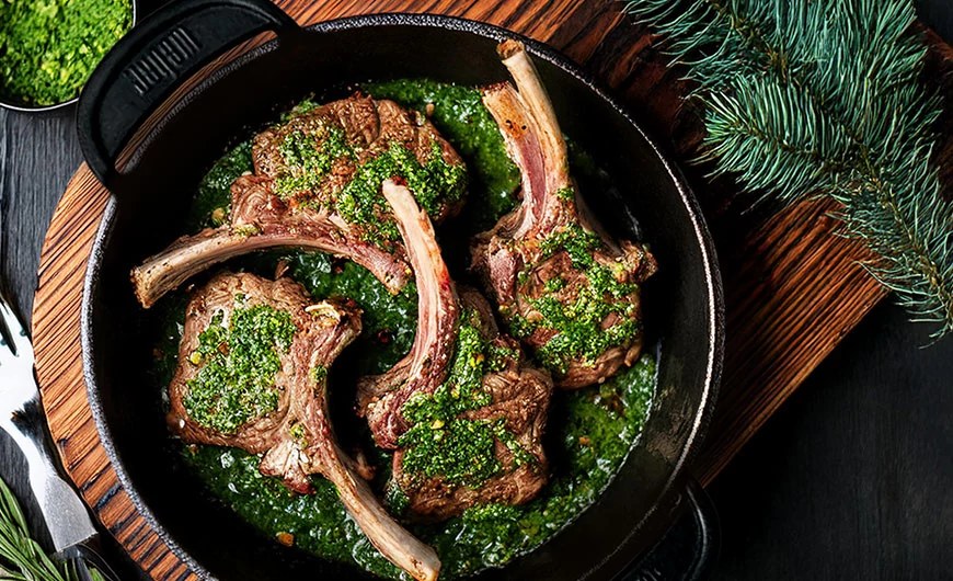 Báránypecsenye citromos-mentás salsa verdével